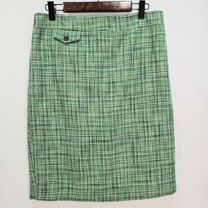 J Crew #2 Pencil Skirt Green Tweed High Rise 4